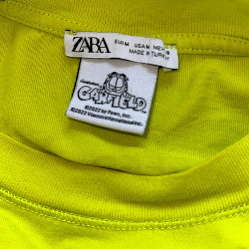 Zara Lime Green Garfield T-Shirt - Picture 5 of 5